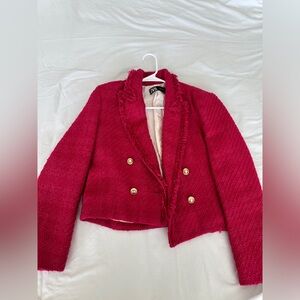 Zara Fuchsia Tweed Blazer